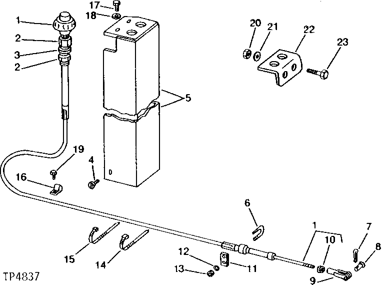 Схема запчастей John Deere 90B - 1 - FLOW CONTROL CABLE AND CONTROL PANEL 60 - HYDRAULIC SYSTEM