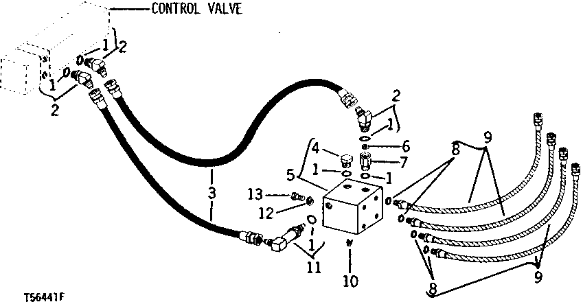 Схема запчастей John Deere 90B - 6 - OIL LINES AND FITTINGS, VALVE TO BOOM CYLINDER 60 - HYDRAULIC SYSTEM