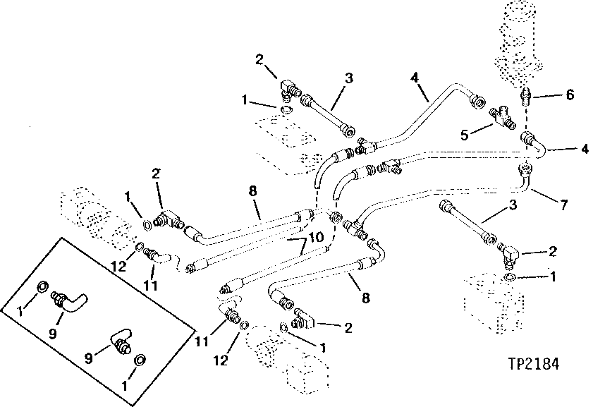 Схема запчастей John Deere 90B - 11 - HYDRAULIC OIL LINES FROM TRACK DRIVE MOTORS TO ROTARY MANIFOLD 60 - HYDRAULIC SYSTEM
