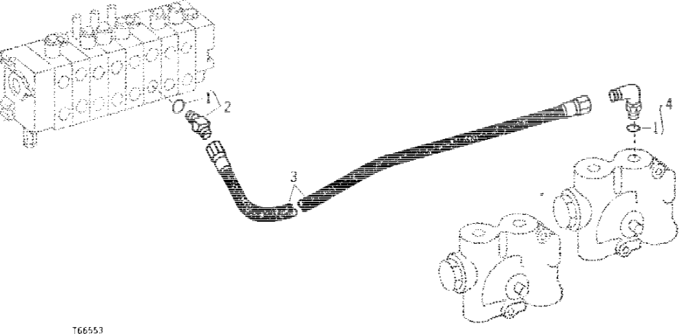 Схема запчастей John Deere 90B - 23 - LEFT FLOW DIVIDER EXCESS FLOW TO MID-SECTION INLET, SPLIT FLOW 60 - HYDRAULIC SYSTEM