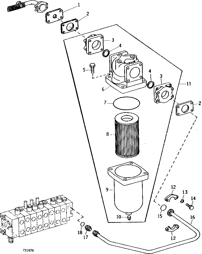 Схема запчастей John Deere 90B - 36 - HYDRAULIC OIL COOLER FILTER 60 - HYDRAULIC SYSTEM