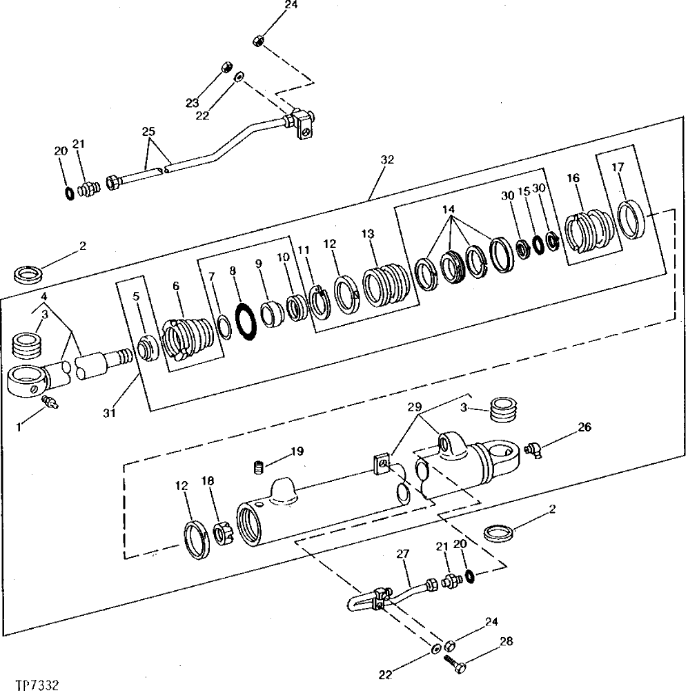 Схема запчастей John Deere 90B - 4 - BOOM CYLINDER 65 - BOOM, DIPPERSTICK, BUCKETS AND CYLINDERS