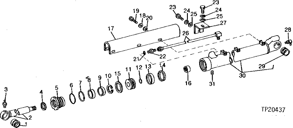 Схема запчастей John Deere 90B - 14 - BUCKET CYLINDER 65 - BOOM, DIPPERSTICK, BUCKETS AND CYLINDERS