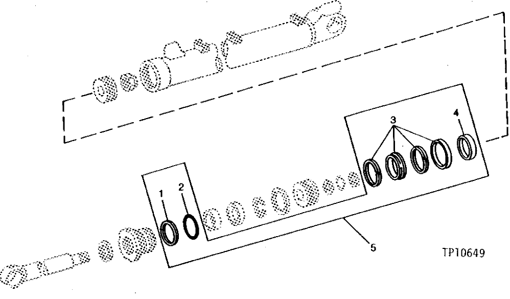 Схема запчастей John Deere 90B - 19 - REPLACEMENT BUCKET CYLINDER REPAIR KIT 65 - BOOM, DIPPERSTICK, BUCKETS AND CYLINDERS