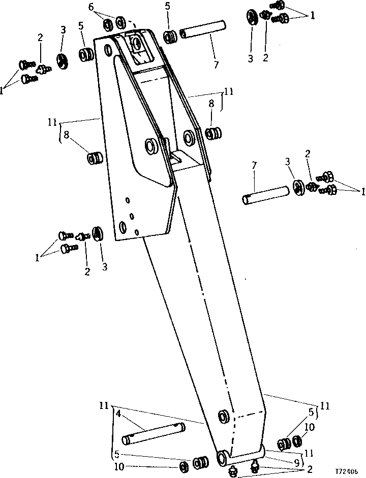 Схема запчастей John Deere 90B - 22 - ARM 65 - BOOM, DIPPERSTICK, BUCKETS AND CYLINDERS