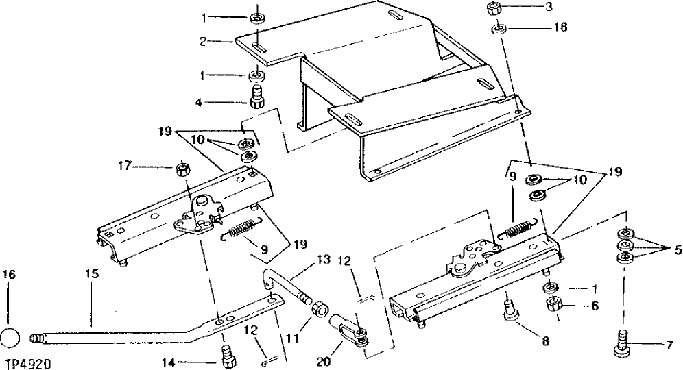 Схема запчастей John Deere 90B - 18 - SEAT SUPPORT AND ADJUSTER 70 - GRILLE, HOOD, FENDERS AND BUMPER