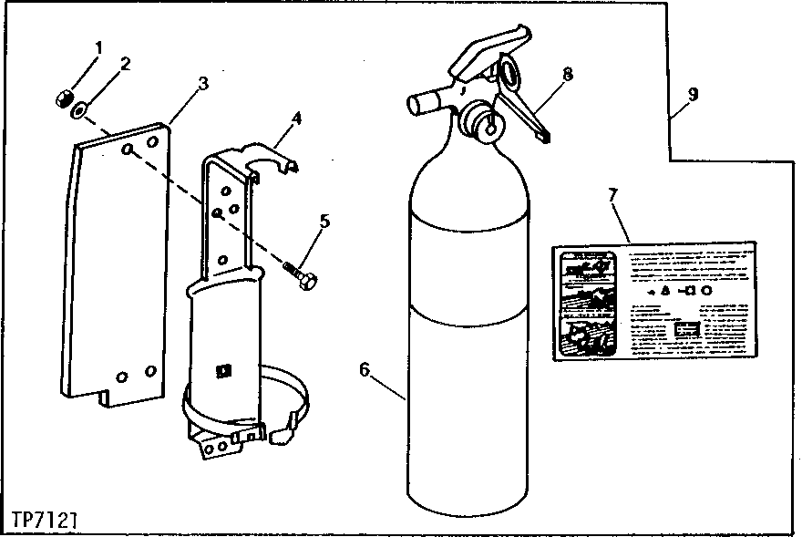 Схема запчастей John Deere 90B - 5 - FIRE EXTINGUISHER AND MOUNTING BRACKETS 75 - CAB