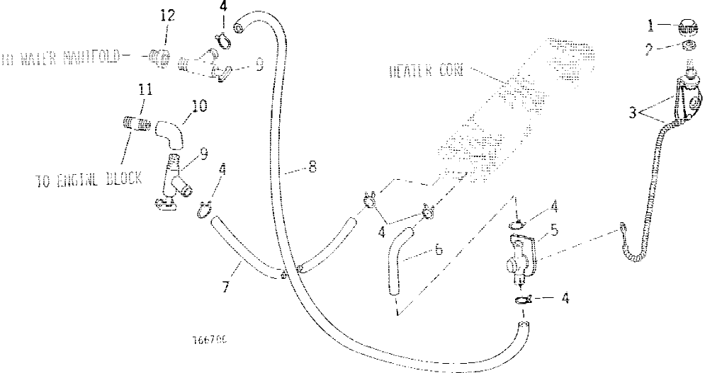 Схема запчастей John Deere 90B - 28 - HEATER HOSES AND SHUT-OFF VALVE 75 - CAB