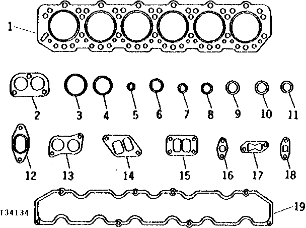 Схема запчастей John Deere 90B - 5 - CYLINDER HEAD GASKET SET 90 - DECALS, ENGINE OIL AND GASKET SETS