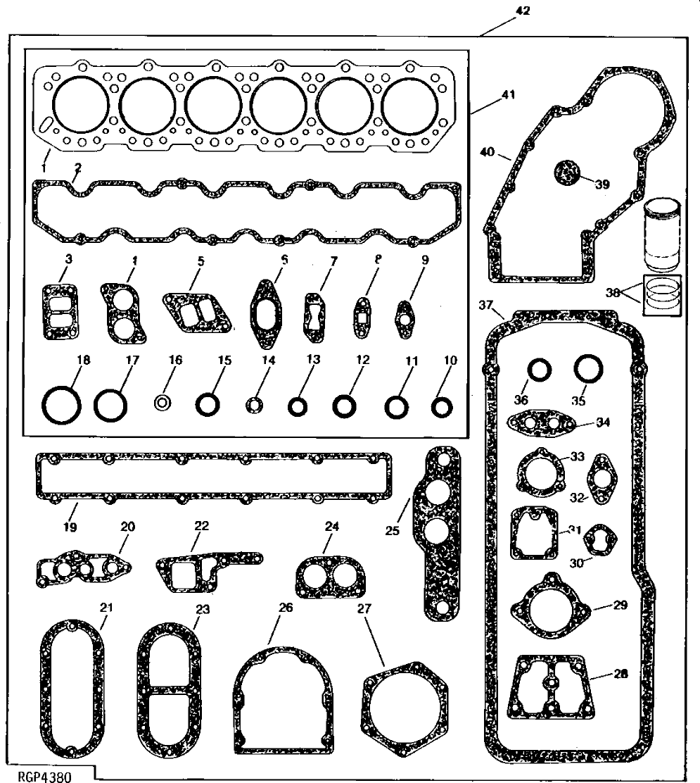 Схема запчастей John Deere 90B - 8 - AIR CONDITIONER O-RING REPAIR KIT 90 - DECALS, ENGINE OIL AND GASKET SETS