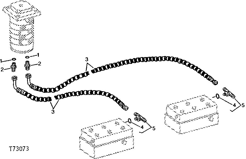 Схема запчастей John Deere 90 - 12 - ROTARY MANIFOLD TO COUNTERBALANCE VALVE DRAIN HYDRAULICS 260 - AXLES AND SUSPENSION SYSTEMS 2