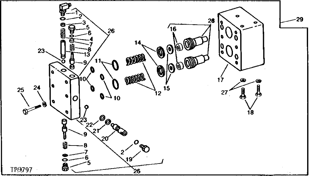 Схема запчастей John Deere 90 - 13 - COUNTERBALANCE VALVES 260 - AXLES AND SUSPENSION SYSTEMS 2