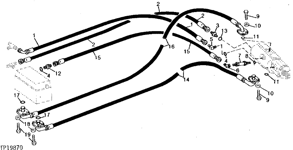 Схема запчастей John Deere 90 - 14 - COUNTERBALANCE VALVE TO LEFT HAND TRACK MOTOR HYDRAULICS 260 - AXLES AND SUSPENSION SYSTEMS 2