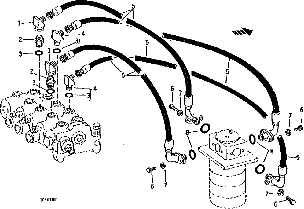 Схема запчастей John Deere 90 - 20 - SWING AND TRACK VALVE TO ROTARY MANIFOLD HYDRAULICS 260 - AXLES AND SUSPENSION SYSTEMS 2