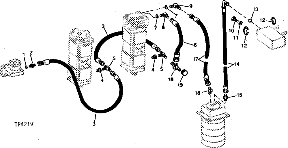 Схема запчастей John Deere 90 - 21 - ROTARY MANIFOLD TO SWING MOTOR AND RESERVOIR HYDRAULICS 260 - AXLES AND SUSPENSION SYSTEMS 2