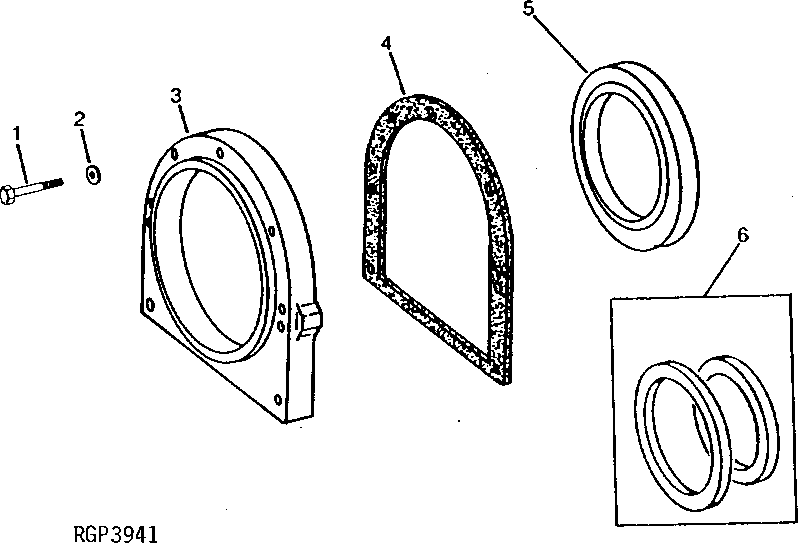 Схема запчастей John Deere 90 - 4 - CRANKSHAFT OIL SEAL AND HOUSING 401 - ENGINE 4