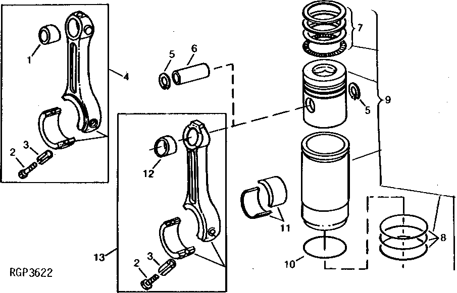 Схема запчастей John Deere 90 - 2 - PISTON, RINGS, LINERS, AND CONNECTING RODS 403 - ENGINE 4