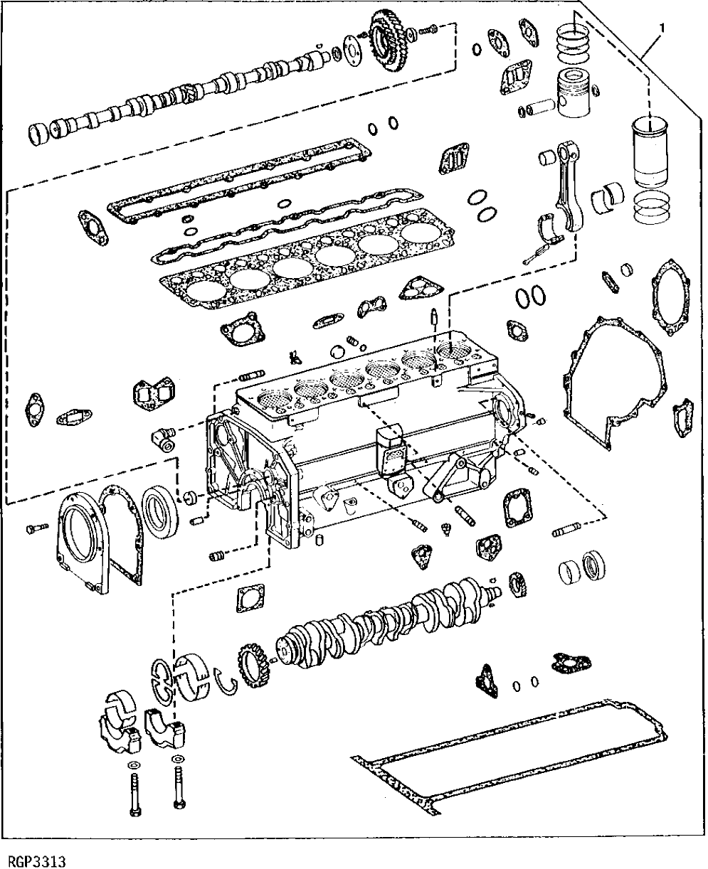 Схема запчастей John Deere 90 - 6 - ENGINE SHORT BLOCK 404 - ENGINE 4