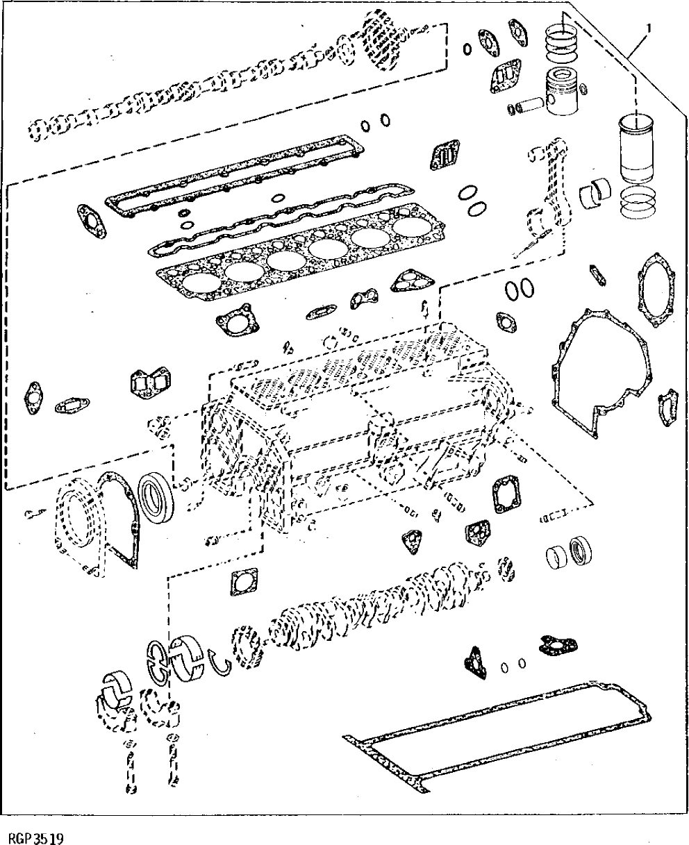 Схема запчастей John Deere 90 - 10 - ENGINE OVERHAUL KIT (6619) 404 - ENGINE 4