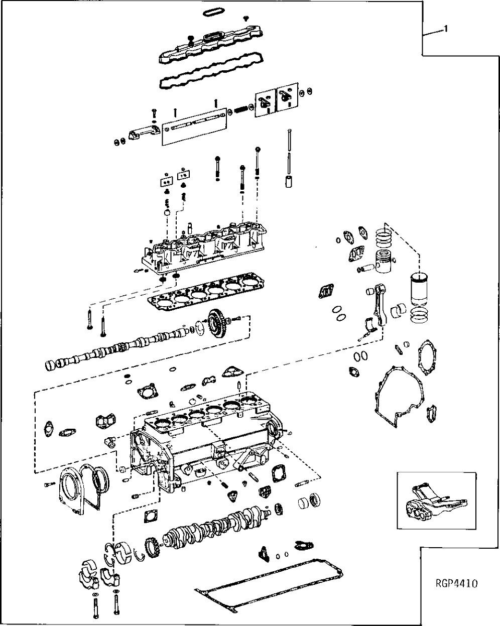 Схема запчастей John Deere 90 - 12 - COMPLETE BLOCK ASSEMBLY (SHOWN) REMANUFACTURED ENGINE (NOT SHOWN) 404 - ENGINE 4