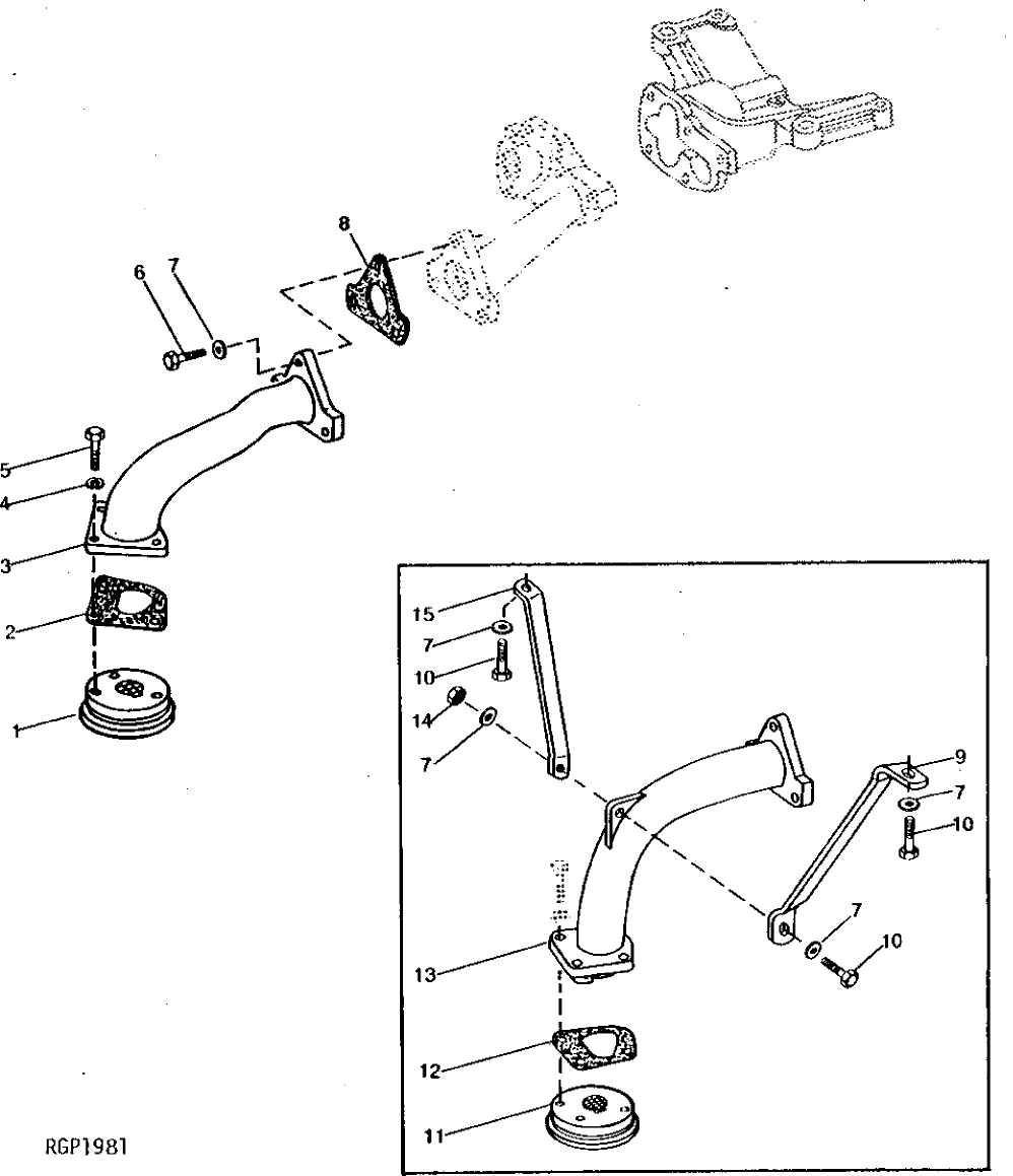 Схема запчастей John Deere 90 - 14 - ENGINE OIL PUMP INTAKE 407 - ENGINE 4