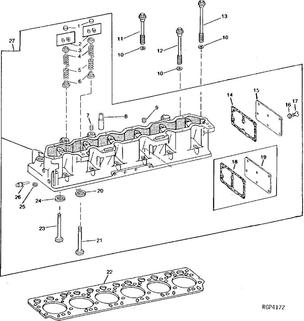 Схема запчастей John Deere 90 - 4 - CYLINDER HEAD AND VALVES 409 - ENGINE 4