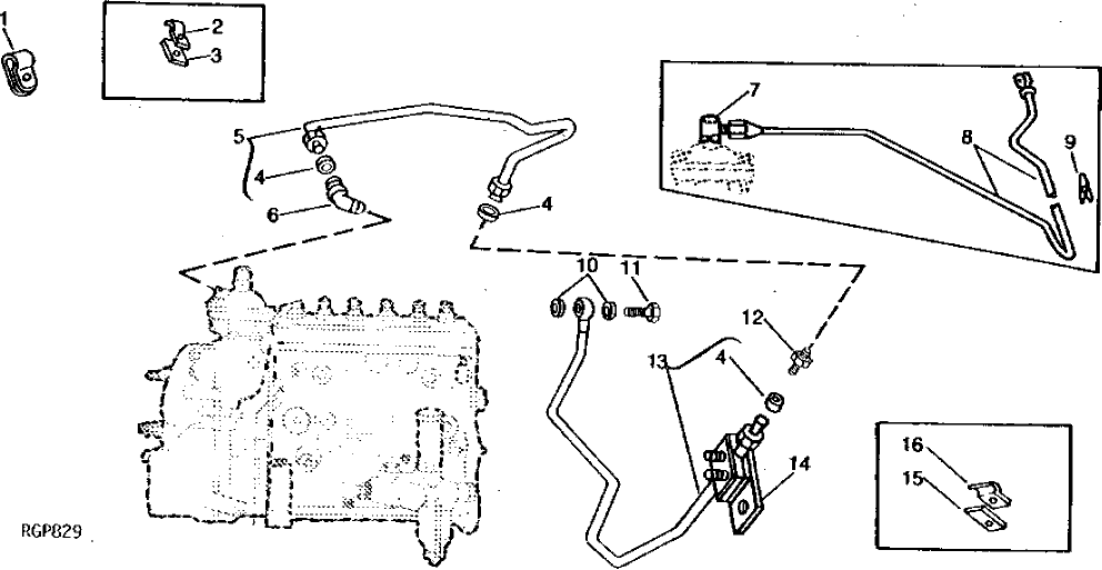 Схема запчастей John Deere 90 - 8 - FUEL CONTROL LINES (ANEROID LINES) 413 - ENGINE 4