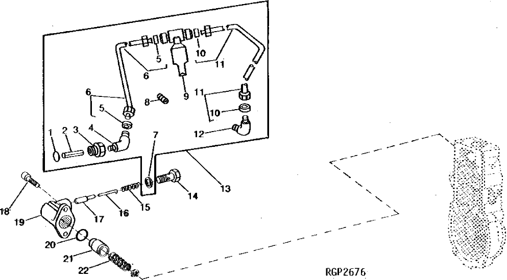 Схема запчастей John Deere 90 - 22 - HYDRAULIC ANEROID ACTIVATOR KIT 413 - ENGINE 4