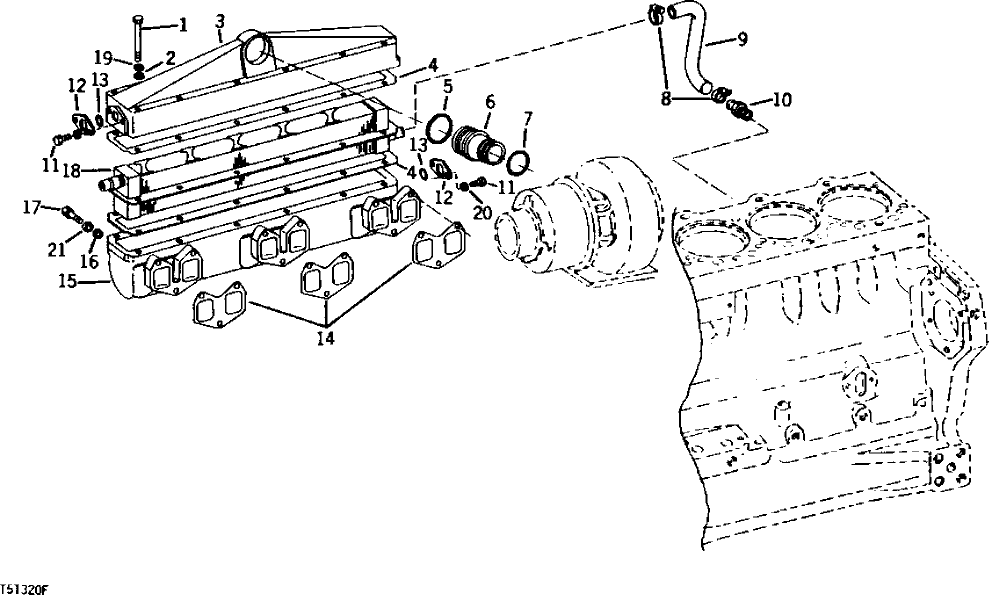 Схема запчастей John Deere 90 - 1 - INTAKE MANIFOLD AND INTERCOOLER 414 - ENGINE 4