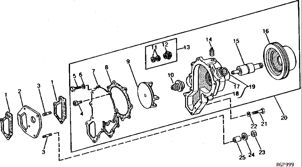 Схема запчастей John Deere 90 - 1 - WATER PUMP 417 - ENGINE 4