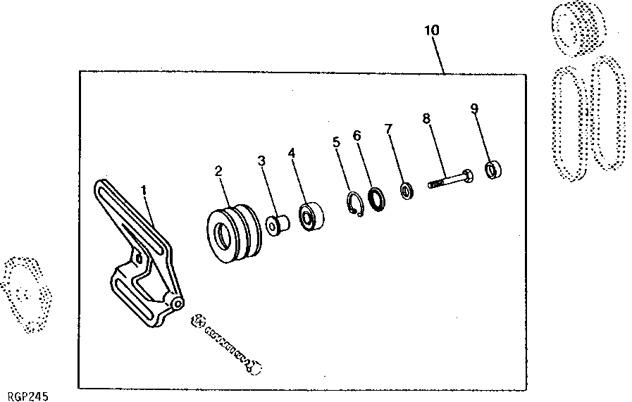 Схема запчастей John Deere 90 - 4 - IDLER PULLEY KIT 429 - ENGINE 4