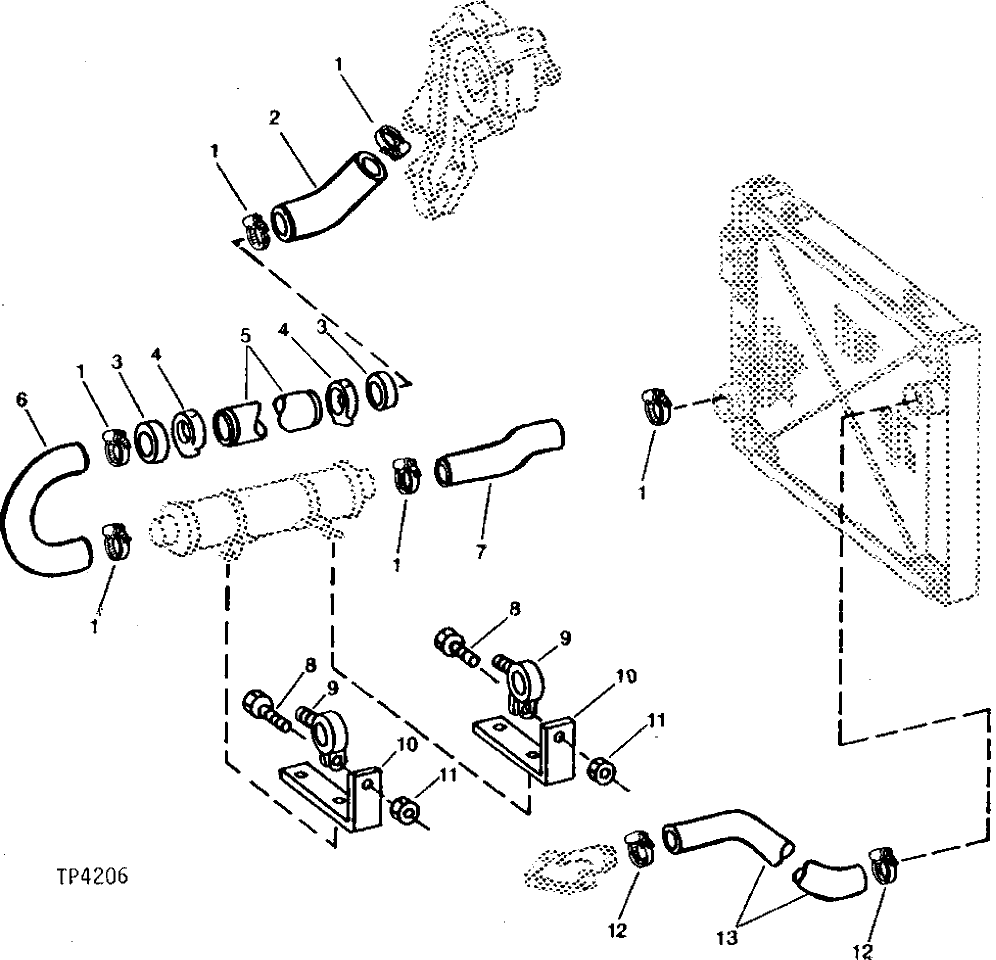 Схема запчастей John Deere 90 - 2 - RADIATOR HOSES 510 - ENGINE AUXILIARY SYSTEMS 5