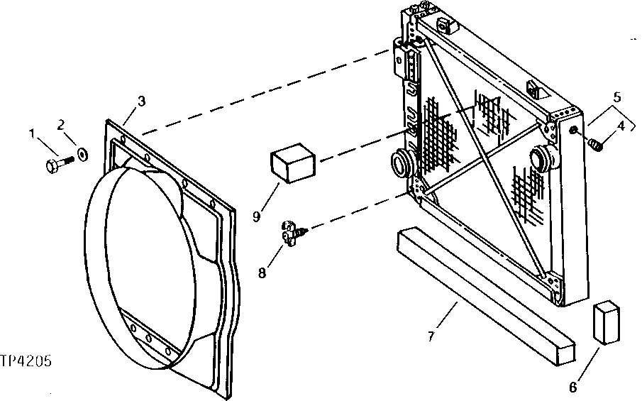 Схема запчастей John Deere 90 - 8 - RADIATOR AND FAN SHROUD 510 - ENGINE AUXILIARY SYSTEMS 5