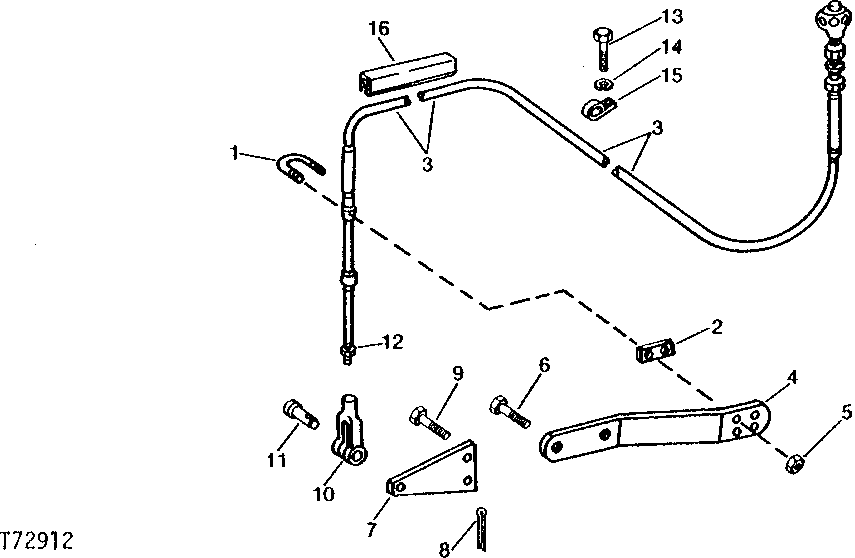 Схема запчастей John Deere 90 - 1 - THROTTLE CABLE AND BRACKET 515 - ENGINE AUXILIARY SYSTEMS 5