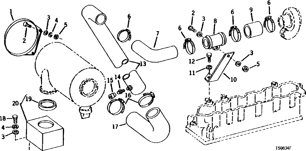 Схема запчастей John Deere 90 - 1 - AIR CLEANER PIPING 520 - ENGINE AUXILIARY SYSTEMS 5