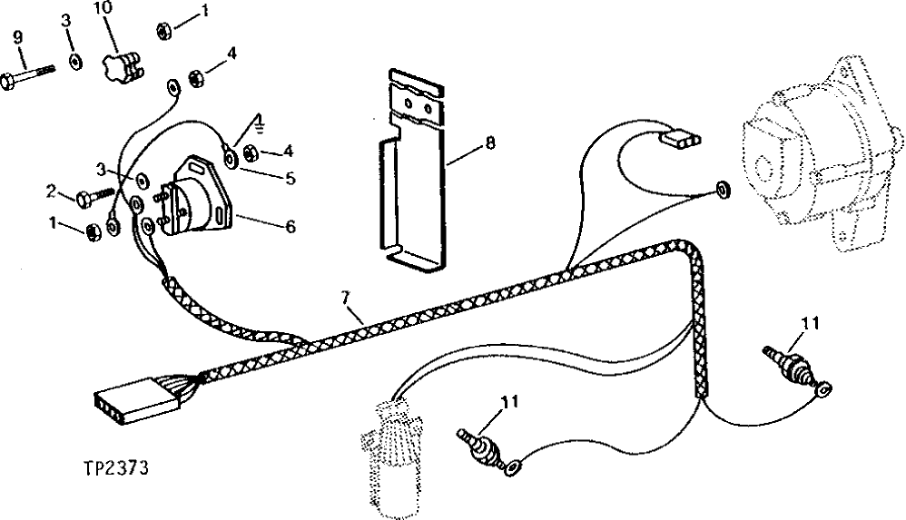 Схема запчастей John Deere 90 - 2A - ENGINE WIRING HARNESS 1674 - ELECTRICAL SYSTEMS 16