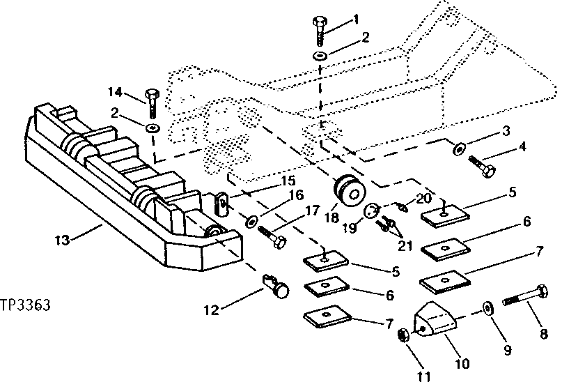 Схема запчастей John Deere 90 - 1 - COUNTERWEIGHT AND PULLEY 1749 - FRAME, CHASSIS, OR SUPPORTING STRUCTURE 17