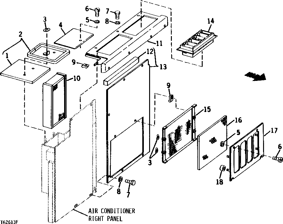 Схема запчастей John Deere 90 - 14 - AIR CONDITIONER LEFT PANEL WITH FILTER 1810 - OPERATORS STATION 18