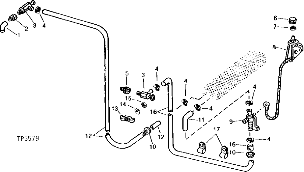 Схема запчастей John Deere 90 - 7 - HEATER HOSES AND VALVES 1830 - OPERATORS STATION 18