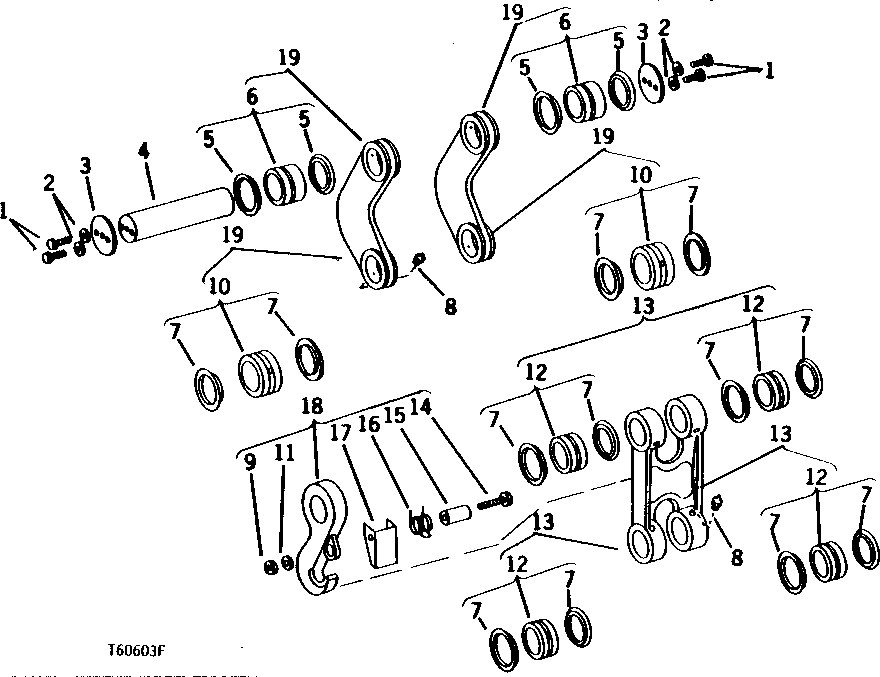 Схема запчастей John Deere 90 - 3 - BUCKET LINKS AND LIFT HOOK 3302 - BACKHOE AND EXCAVATOR 33