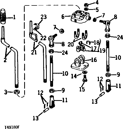 Схема запчастей John Deere 90 - 1 - OPERATING CONTROL LEVERS 3315 - BACKHOE AND EXCAVATOR 33