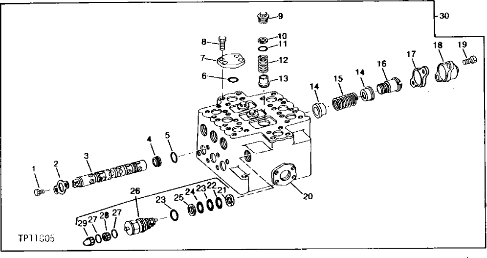 Схема запчастей John Deere 90 - 23 - BOOM, CROWD AND BUCKET CONTROL VALVE 3360 - BACKHOE AND EXCAVATOR 33