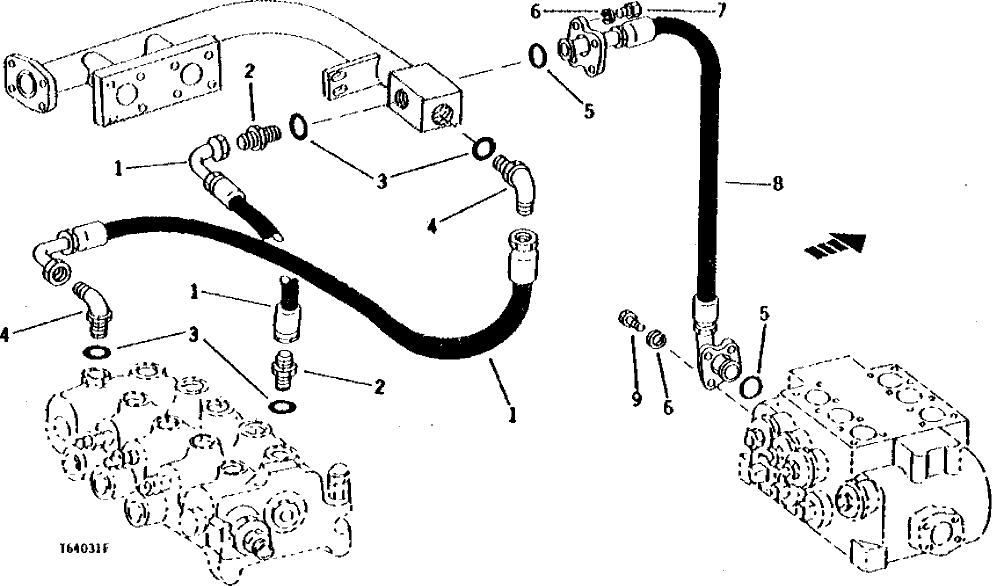 Схема запчастей John Deere 90 - 27 - VALVES TO RETURN MANIFOLD HYDRAULICS 3360 - BACKHOE AND EXCAVATOR 33