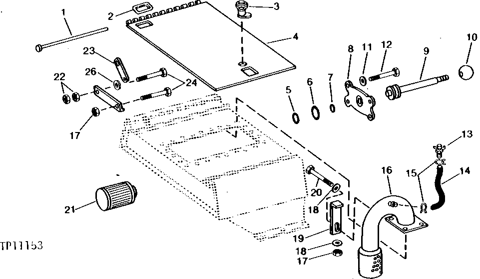 Схема запчастей John Deere 90 - 28 - HYDRAULIC RESERVOIR COVER AND FILTER 3360 - BACKHOE AND EXCAVATOR 33