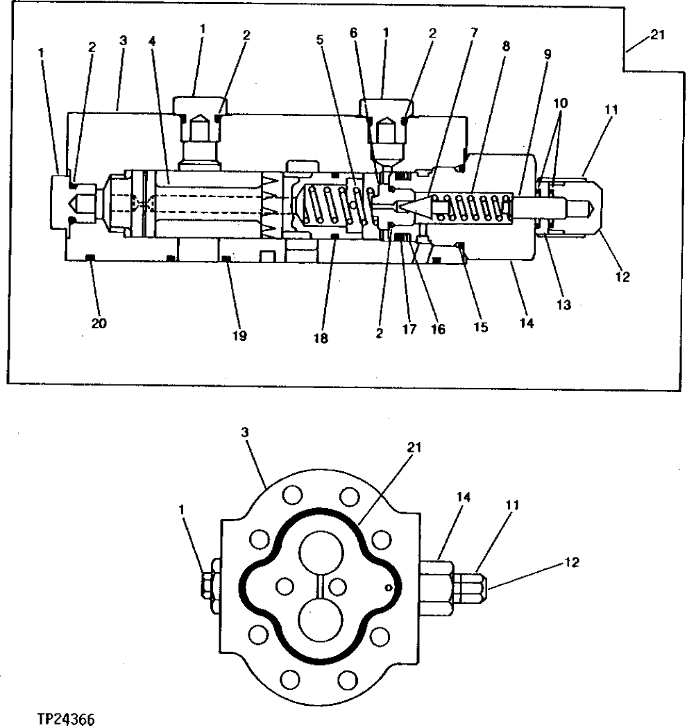 Схема запчастей John Deere 90 - 62 - HYDRAULIC PUMP VALVE SECTION 3360 - BACKHOE AND EXCAVATOR 33