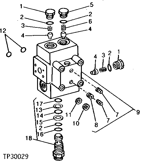 Схема запчастей John Deere 90 - 2 - CROSSOVER RELIEF VALVE 4360 - SWING, ROTATION OR PIVOTING SYSTEM 43