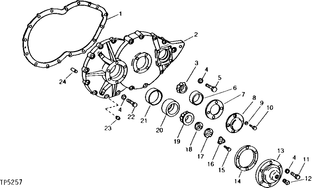 Схема запчастей John Deere 90 - 1 - PROPEL GEARBOX CASE COVER 250 - AXLES AND SUSPENSION SYSTEMS 2