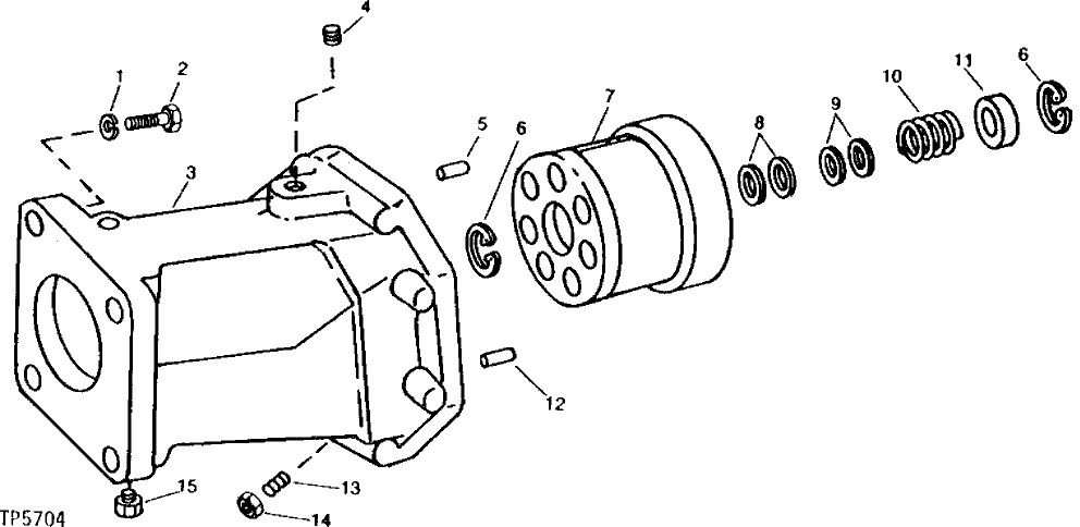 Схема запчастей John Deere 90 - 10 - PROPEL MOTOR HOUSING AND BLOCK 260 - AXLES AND SUSPENSION SYSTEMS 2