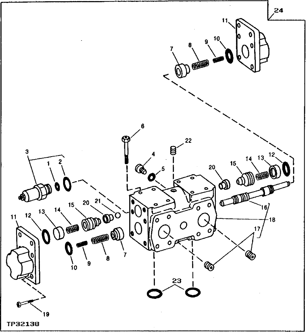 Схема запчастей John Deere 90 - 14 - PROPEL MOTOR COUNTERBALANCE VALVE 260 - AXLES AND SUSPENSION SYSTEMS 2