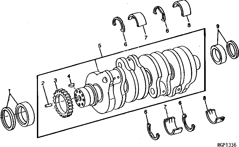 Схема запчастей John Deere 90 - 1 - CRANKSHAFT AND MAIN BEARINGS 401 - ENGINE 4